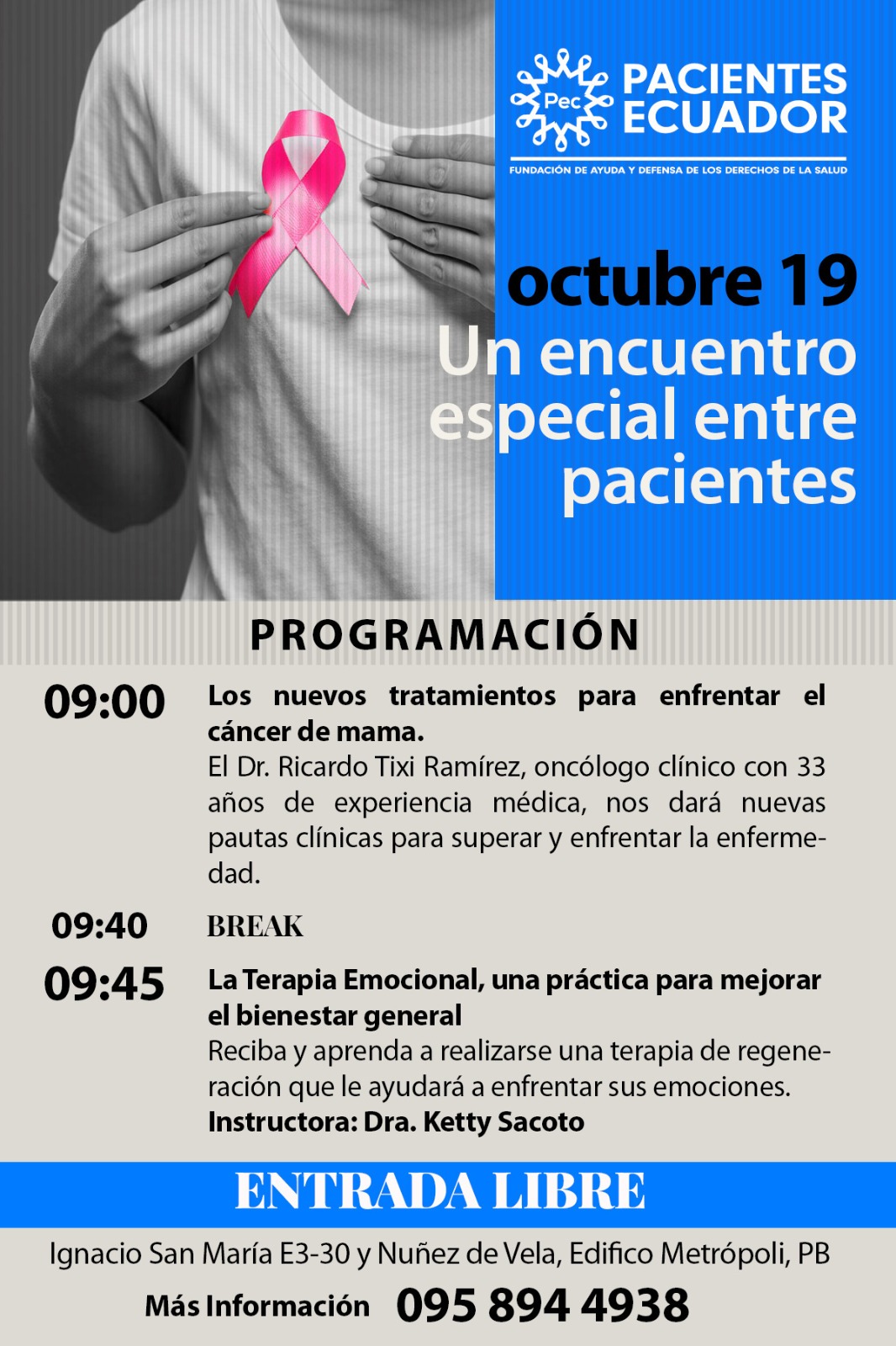 Afiche del evento: Un encuentro especial entre pacientes — octubre 19